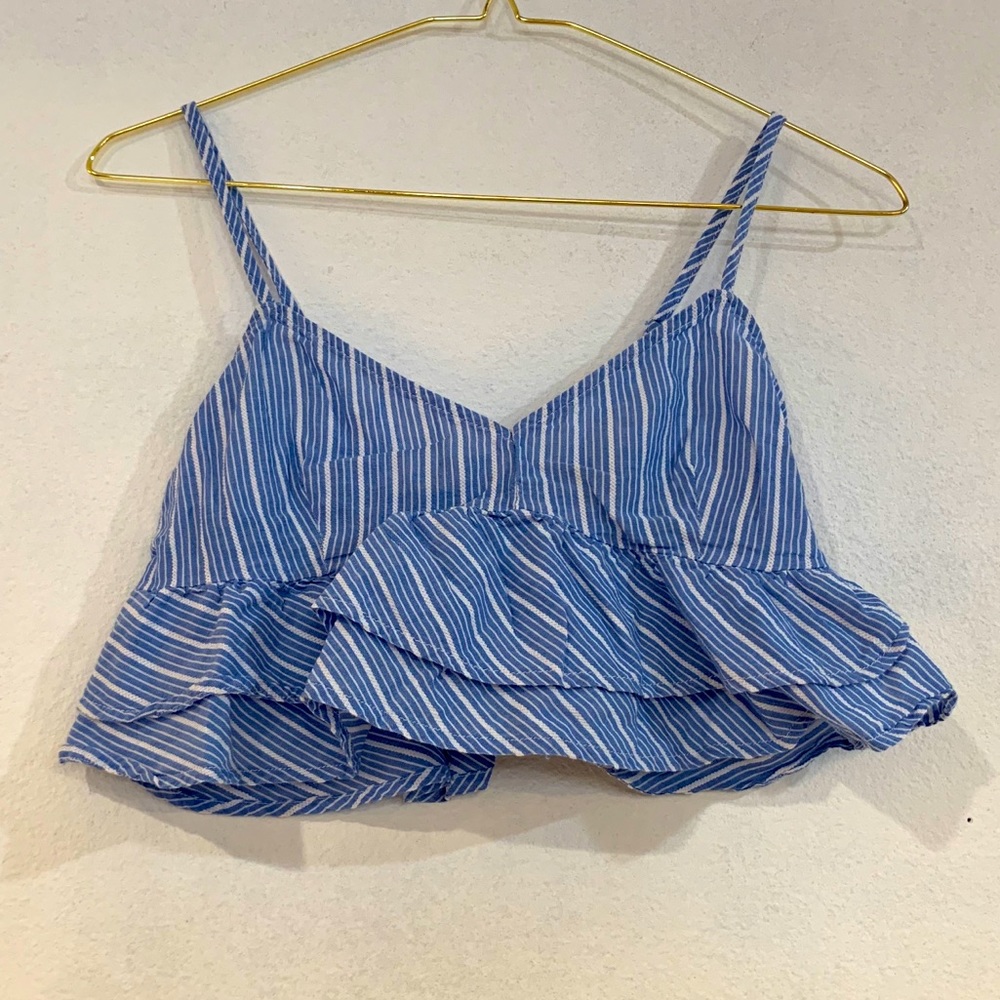 Baby Blue Ruffled Crop Top